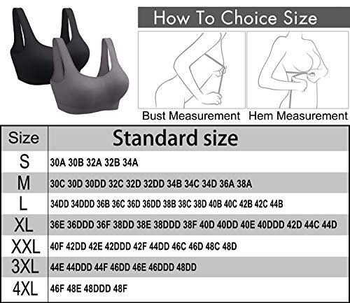 3 Pack Sports Bras for Women Wirefree Padded Workout 3X-Large Black+grey+nude - Picture 3 of 8