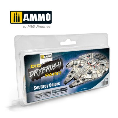 Ammo MIG 7300 (109,31 /l) DRYBRUSH Set Grey Colors 4x 40ml, Neu+OVP