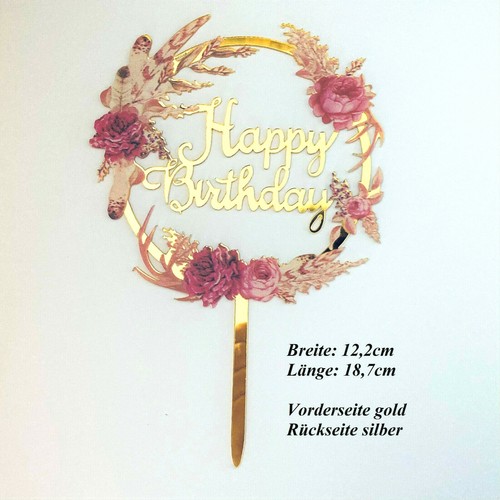 Kuchenstecker Cake Topper Happy Birthday Blumenstecker Geburtstagstorte Deko - Bild 37 von 161