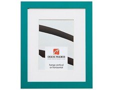 Craig Frames Confetti, 0.875" Teal Blue Solid Wood Picture Frame With a Mat