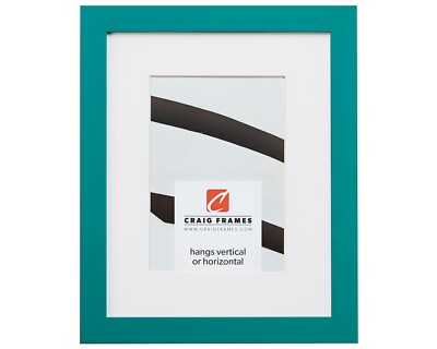 Craig Frames Confetti, 0.875'' Teal Blue Solid Wood Picture Frame With a Mat