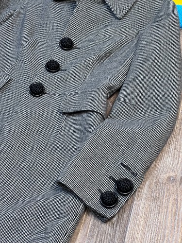 Womans Dsquared2 Checked Wool Coat Jacket with leather details size 40 in gray - Picture 4 of 20