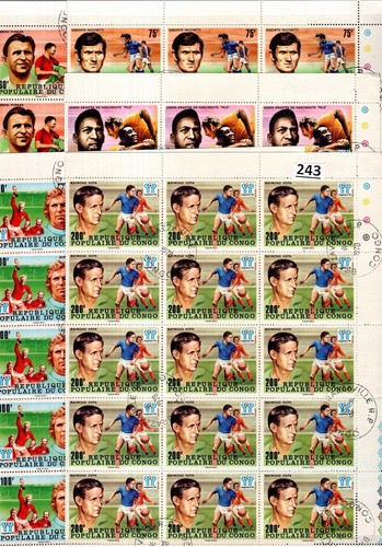 OD 25 SETS CONGO 1978 - USED - SPORTS - SOCCER - FULL FOLDED SHEETS