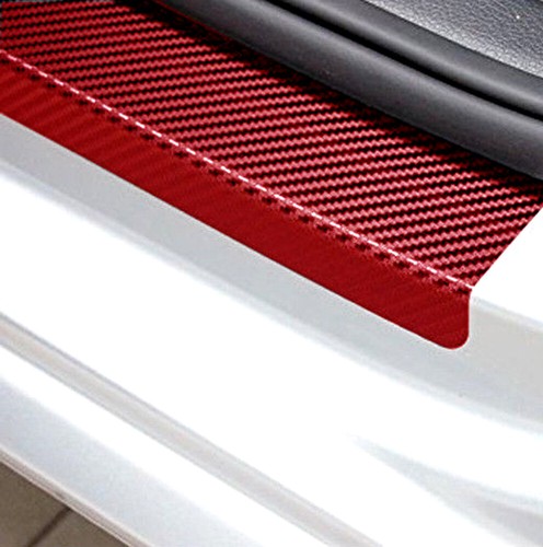 4* 3D Carbon Fiber Red Car Plate Door Sill Scuff Sticker Anti Kick Scratch-Parts - Bild 9 von 9