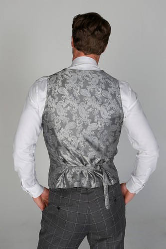 Traje gris de ajuste ajustado con panel de ventana para hombre, conjunto formal de 3 piezas se vende por separado - Imagen 10 de 13