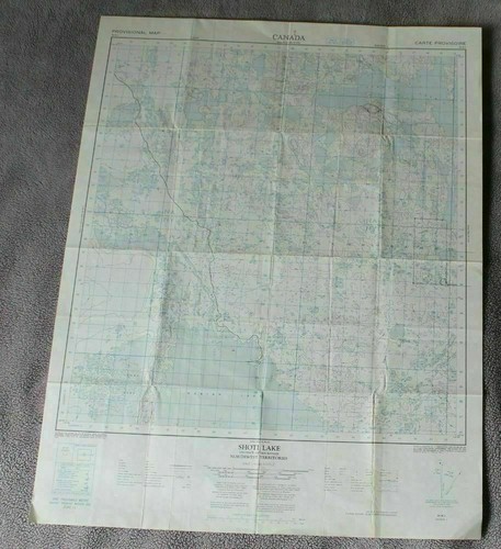 Mapa topográfico provisional de los territorios del noroeste de Mackenzie 1964 Shoti Lake en muy buena condición - Imagen 3 de 4