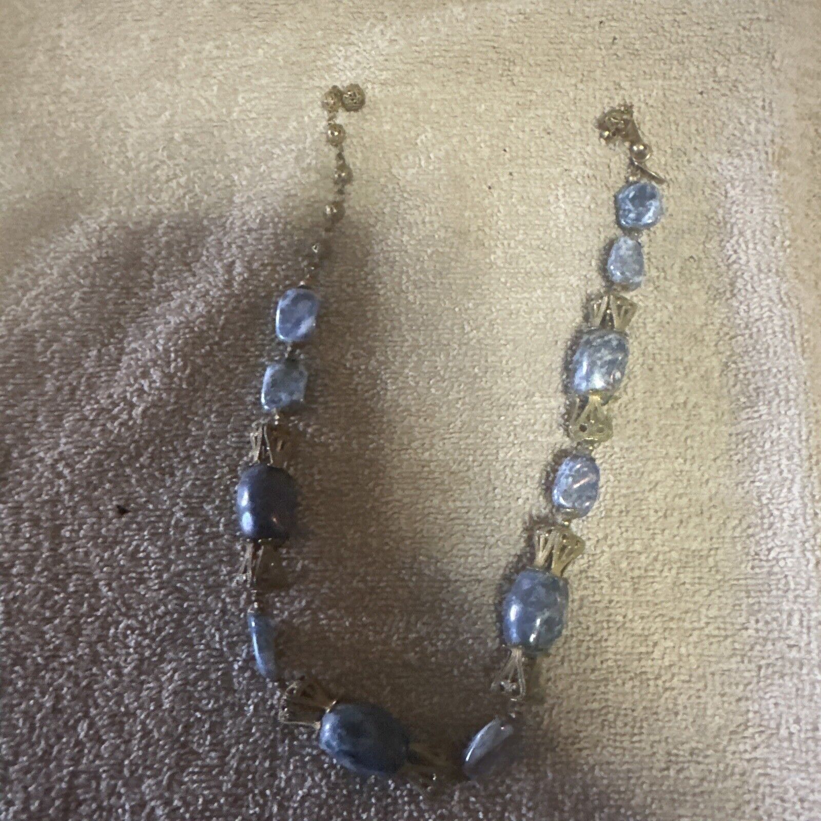 VINTAGE MIRIAM HASKELL Polished BLUE Stone GLASS … - image 1