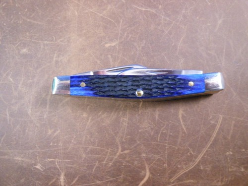 New Never Used Case XX 6344 SS 3 Blade Medium Stockman Blue Bone Pocket Knife - Picture 16 of 19