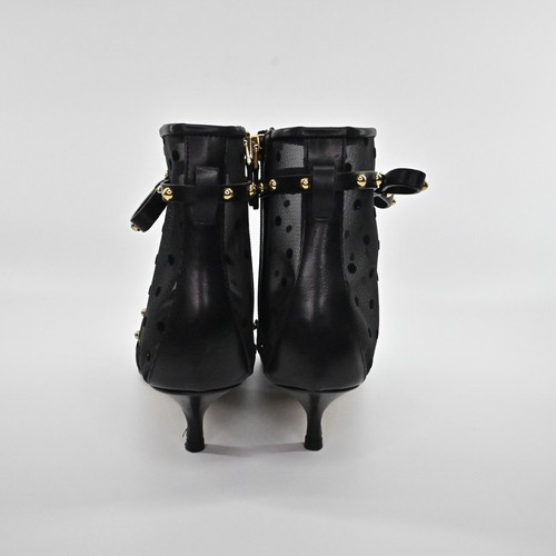 RED VALENTINO Womens Mesh Kitten Heel Ankle Booties Size 39.5 Black Studded Bow - Picture 2 of 13