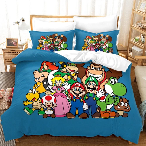 Super Mario Bettwäsche-Set 3-teilig Bettdecke/Bettbezug Kissenbezug UK Single Double King/Groß - Bild 20 von 22