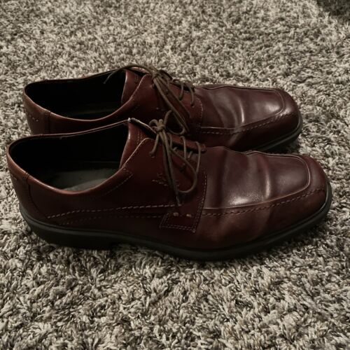 Ecco Burgundy Leather Lace Up Dress Oxfords Shoes Men's 47/13 - Picture 4 of 7