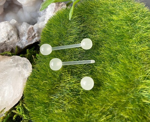 PAIR Flexible Barbell Nipple or Tongue Rings PTFE Glow In The Dark NO METAL - Picture 9 of 9