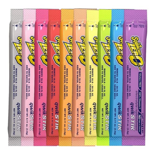 Sqwincher Qwik Stik ZERO - 50 Pack, 10 Flavors Assorted Electrolyte Powder 20oz