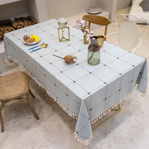 Three-dimensional Jacquard Tablecloth,Cotton Tassels Dust-Proof Table Cover - Foto 33 di 33