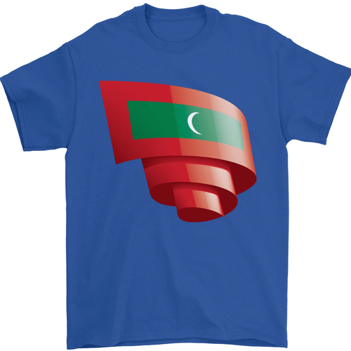 Curled Maldives Flag Maldivian Day Football Mens T-Shirt 100% Cotton - Picture 37 of 87