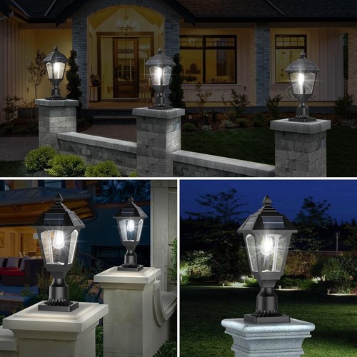 Solar Post Lights, 6000K Dusk to Dawn Solar Lamp Post Light with Pier Mount Base - Picture 7 of 7