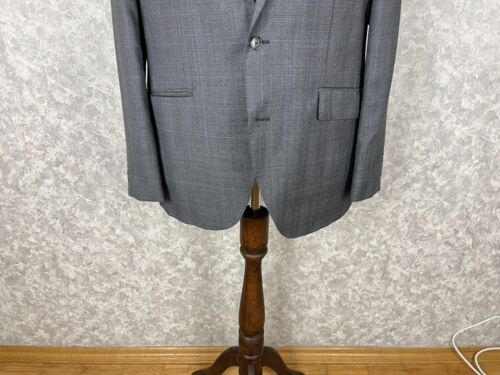 Hackett London Light Gray Windowpane Wool Formal Suit 44 L, EU 54 L W36 L33 - Picture 4 of 14