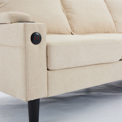 3-Seat Combo Sofa w/ Storage Ottoman,Upholstered Sectional Couch,L Shaped Bench - Picture 18 of 19