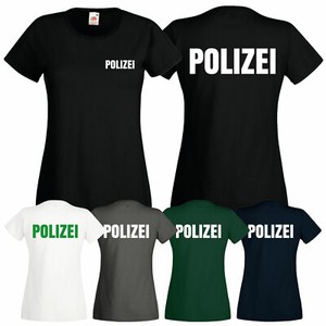 Damen Polizei T Shirt Druck Brust Rucken Reflex Ebay