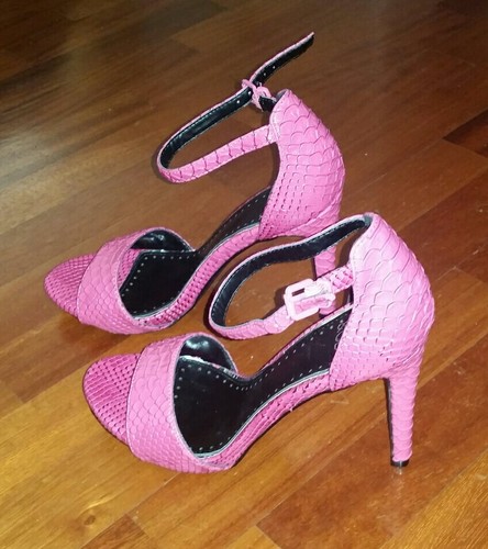 Sandali donna rosa fuxia fucsia pitone scarpe usate tacco alto cinturino |  eBay