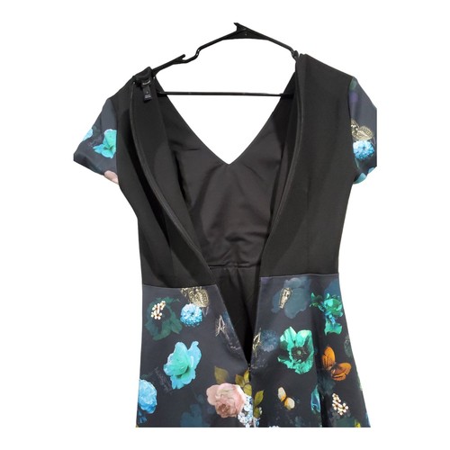 Club Monaco Women's Aurelie Dress Fit & Flair Flowers Butterfly V-Neck Pockets 4 - Picture 9 of 12