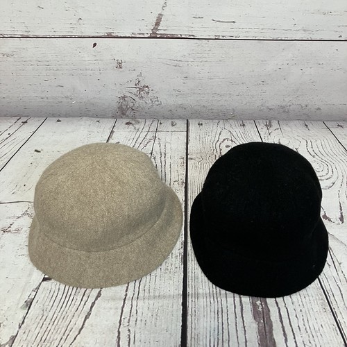 J. Crew Wool Bucket Hats Black Tan One Size Set of two Preppy Chic Womens 61303 - Picture 2 of 6