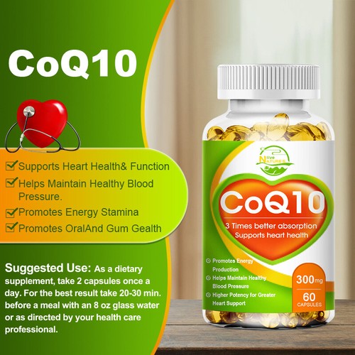 COQ 10 Coenzima Q-10 300mg Apoyo a la Salud del Corazón, Aumentar Energía y Resistencia 60/120 - Imagen 9 de 13