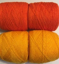 Lace yarn Crystal Colors Mango & Orange.Acy/Rayon 900 yards per ball.1 set of 4.