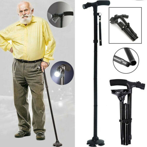 Lightweight Folding Adjustable LED Walking Stick Aluminium Hiking Travel Cane AU - Picture 17 of 24