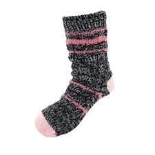 Warm Fuzzy Cozy Thermal Fleece-lined Knitted Non-skid Crew Socks - Color 03