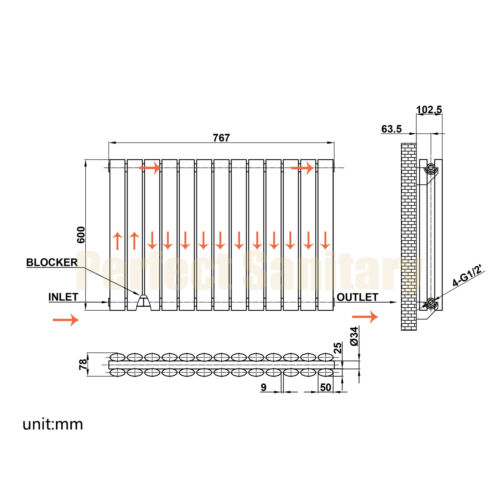 Designer Oval Column Flat Panel Radiator Horizontal Vertical Central Heating Rad - Picture 50 of 387