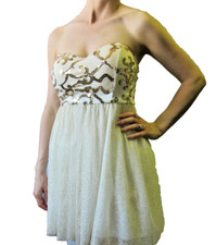 Windsor Mini Dress Jr Size 3 Chiffon Corset Sexy Angel Sequins Bare Shoulders