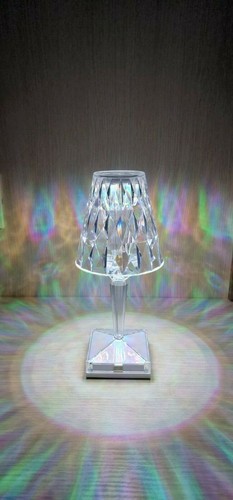 LAMPADA DA TAVOLO LED RICARICABILE TIPO CRISTALLO BATTERIA TRE GRADAZIONI - Foto 5 di 9