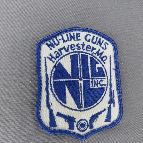 Parche publicitario NU-Line Guns NLG Harvester Missouri MO azul blanco 3,5" - Imagen 1 de 2