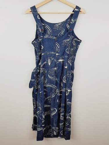 PATAGONIA Womens Size 12 or US 8 Pataloha Loko l’a Stone Blue Fish Dress RARE - Picture 5 of 10