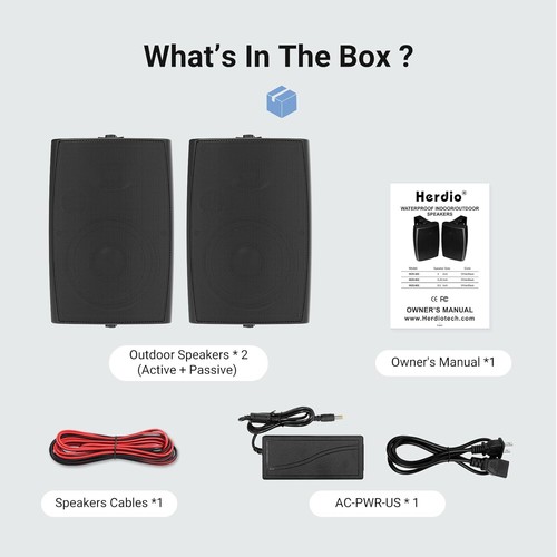 Herdio 2X5.25" Outdoor Bluetooth Speakers Waterproof Wall Mount 300W TWS Stereo - Picture 31 of 39