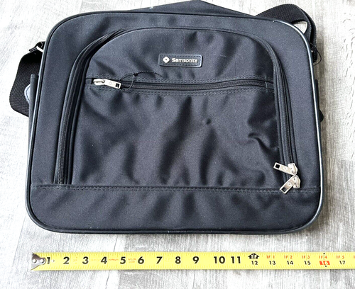 Samsonite Soft Briefcase Messenger Bag Black Crossbody Shoulder Strap PRE-OWNED - Picture 13 of 17