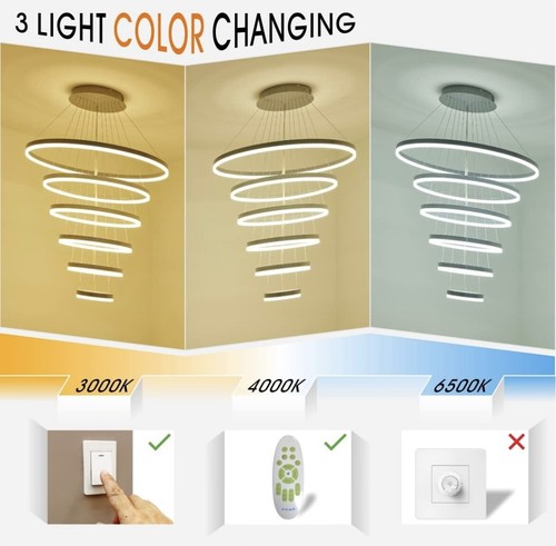 Modern 5 Ring LED Dimmable Chandler By Iaiwai - Picture 2 of 5
