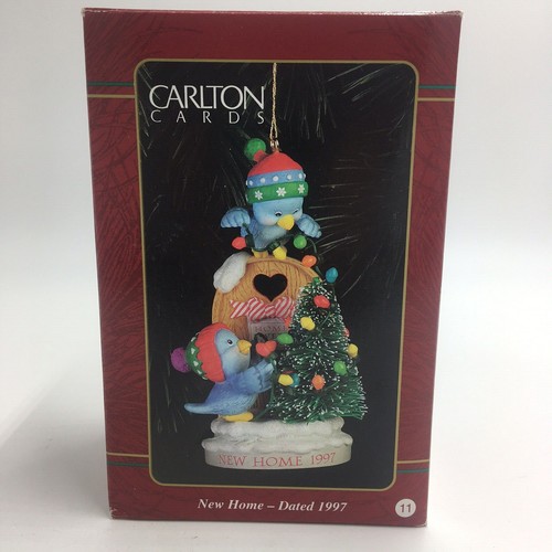 Vintage 1997 Ornament Carlton Cards Heirloom Christmas New Home Blue Birds Tree - Picture 5 of 8