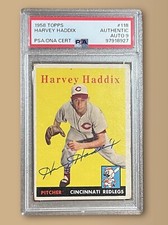 Vintage 1958 Topps Harvey Haddix PSA DNA Grade 9 Signed Autograph Baseball Card