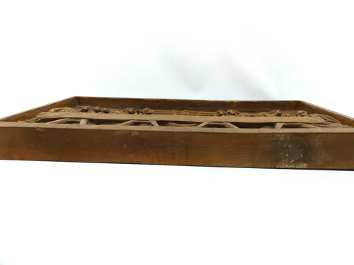 Relief The Last Supper Hand Carved Linden Wood Sculptor R. Sadei 75x41 - Picture 13 of 21