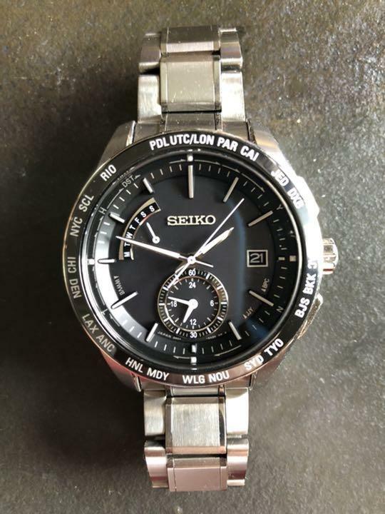 Seiko Brightz 8B54-0BC0 Japan Day Date World Time Solar Mens