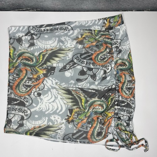 Don Ed Hardy Women’s Large Dragon Wings Mesh Drawstring Skirt