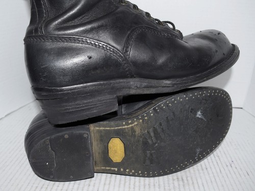 Vtg WESCO USA Black Leather Steel Toe Work Biker Laced Boots Mens Sz 9.5 E - Picture 5 of 8
