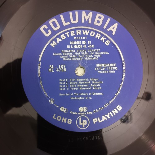 COLUMBIA MONO ML 4216 *BLUE* MOZART QTETS TO HAYDN VOL 3 *BUDAPEST QT* VG - Picture 3 of 3