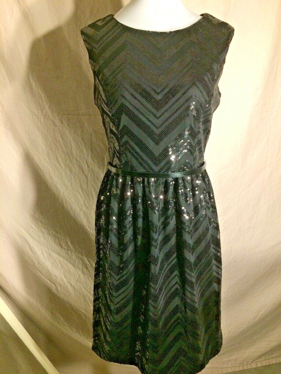 Ellen Tracy Tank Sleeveless Sequin Black Shiny Evening Work Modest Dress Belt 4 Ellen Tracy Tank Sleeveless Sequin Black Shiny Evening Work Modest Dress Belt 4