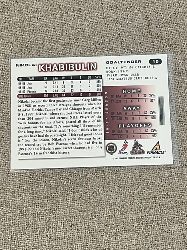 Nikolai Khabibulin 1997-98 Score Artists Proof Foil #10 (NM/MT) - Picture 2 of 2