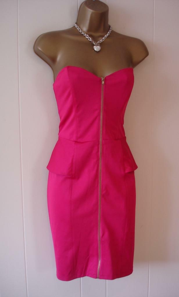 OASIS STUNNING PINK & gold ZIP STRAP LESS PEPLUM DRESS 10 12 BNWT OASIS STUNNING PINK & gold ZIP STRAP LESS PEPLUM DRESS 10 12 BNWT