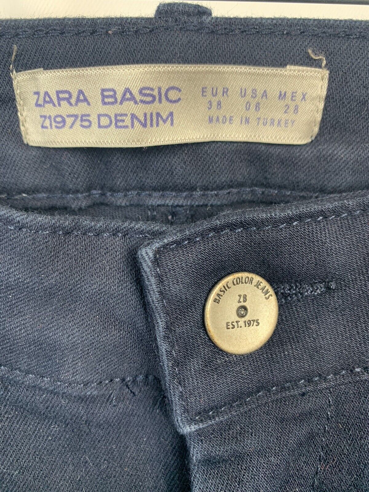 zara basic denim pants us size 6 navy color - image 5