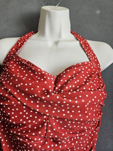 Smimivo Women's Swimsuit Plus Size XXL Onepiece Ruching Orange with dots Bikini - Picture 2 of 7